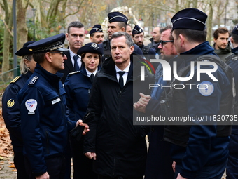 The Minister of Daily Security Nicolas Daragon installs an anti-narcotics police brigade to eradicate drug trafficking in Villeurbanne, Fran...