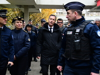 The Minister of Daily Security Nicolas Daragon installs an anti-narcotics police brigade to eradicate drug trafficking in Villeurbanne, Fran...