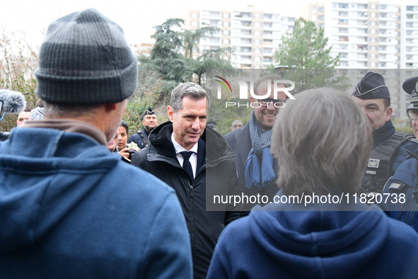 The Minister of Daily Security Nicolas Daragon installs an anti-narcotics police brigade to eradicate drug trafficking in Villeurbanne, Fran...