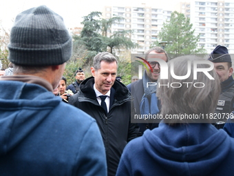 The Minister of Daily Security Nicolas Daragon installs an anti-narcotics police brigade to eradicate drug trafficking in Villeurbanne, Fran...