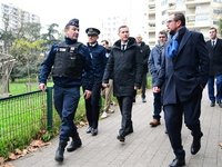 The Minister of Daily Security Nicolas Daragon installs an anti-narcotics police brigade to eradicate drug trafficking in Villeurbanne, Fran...