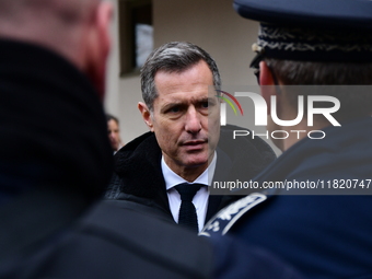 The Minister of Daily Security Nicolas Daragon installs an anti-narcotics police brigade to eradicate drug trafficking in Villeurbanne, Fran...