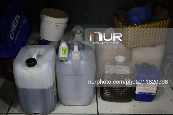 View of recycled oil at the National Autonomous University of Mexico in Mexico City, Mexico, on November 29, 2024. 