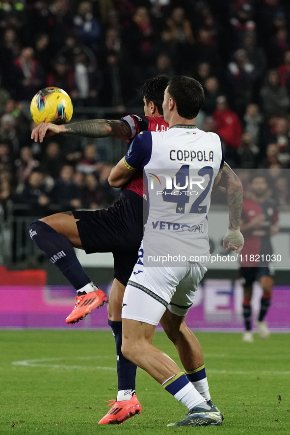 Diego Coppola (Hellas Verona FC) participates in the Serie A TIM match between Cagliari Calcio and Hellas Verona FC in Italy on November 29,...