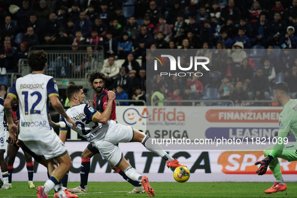 Giangiacomo Magnani of Hellas Verona FC participates in the Serie A TIM match between Cagliari Calcio and Hellas Verona FC in Italy on Novem...