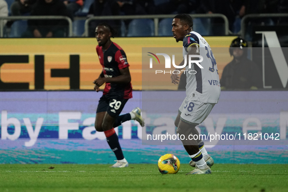 Jackson Tchatchoua of Hellas Verona FC plays during the Serie A TIM match between Cagliari Calcio and Hellas Verona FC in Italy on November...