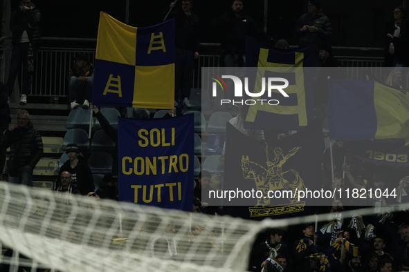 A Hellas Verona supporter attends the Serie A TIM match between Cagliari Calcio and Hellas Verona FC in Italy on November 29, 2024. 