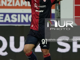 Roberto Piccoli (#91 Cagliari Calcio) celebrates a goal during the Serie A TIM match between Cagliari Calcio and Hellas Verona FC in Italy o...