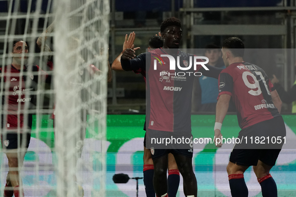 Roberto Piccoli (#91 Cagliari Calcio) celebrates a goal during the Serie A TIM match between Cagliari Calcio and Hellas Verona FC in Italy o...