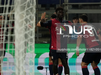 Roberto Piccoli (#91 Cagliari Calcio) celebrates a goal during the Serie A TIM match between Cagliari Calcio and Hellas Verona FC in Italy o...