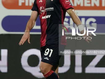 Roberto Piccoli (#91 Cagliari Calcio) celebrates a goal during the Serie A TIM match between Cagliari Calcio and Hellas Verona FC in Italy o...