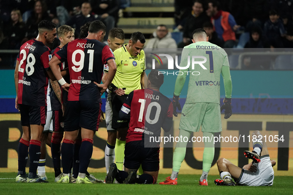 Nicolas Viola (#10 Cagliari Calcio) participates in the Serie A TIM match between Cagliari Calcio and Hellas Verona FC in Italy on November...