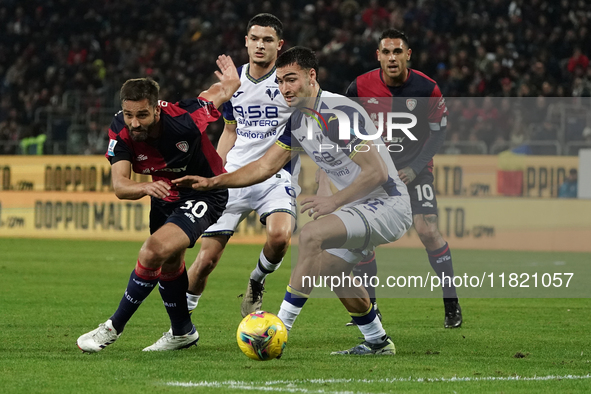 Leonardo Pavoletti (#29 Cagliari Calcio) participates in the Serie A TIM match between Cagliari Calcio and Hellas Verona FC in Italy on Nove...