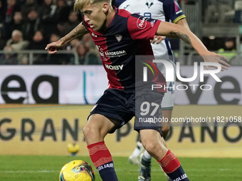 Mattia Felici (#97 Cagliari Calcio) participates in the Serie A TIM match between Cagliari Calcio and Hellas Verona FC in Italy on November...