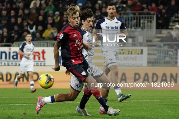 Mattia Felici (#97 Cagliari Calcio) participates in the Serie A TIM match between Cagliari Calcio and Hellas Verona FC in Italy on November...