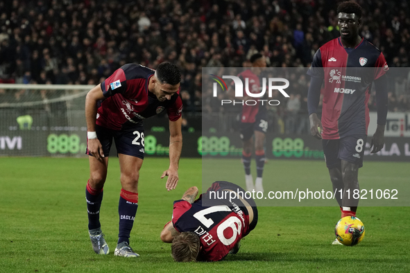 Mattia Felici (#97 Cagliari Calcio) participates in the Serie A TIM match between Cagliari Calcio and Hellas Verona FC in Italy on November...