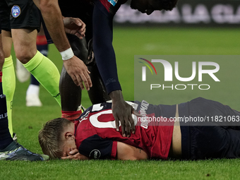 Mattia Felici (#97 Cagliari Calcio) participates in the Serie A TIM match between Cagliari Calcio and Hellas Verona FC in Italy on November...