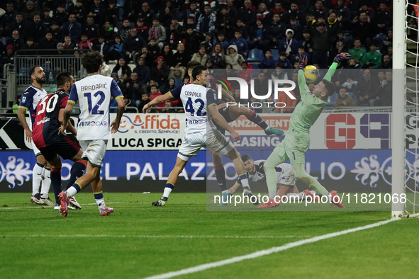 Lorenzo Montipo of Hellas Verona FC participates in the Serie A TIM match between Cagliari Calcio and Hellas Verona FC in Italy on November...