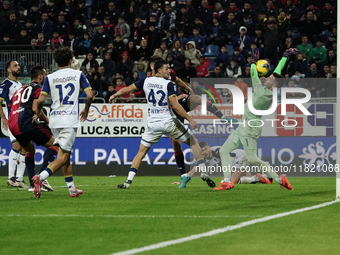 Lorenzo Montipo of Hellas Verona FC participates in the Serie A TIM match between Cagliari Calcio and Hellas Verona FC in Italy on November...