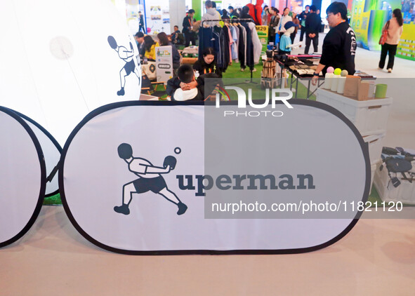 Xuperman, a sports brand founded by Chinese table tennis player and Olympic champion Xu Xin, debuts at the Shanghai Sports Expo in Shanghai,...