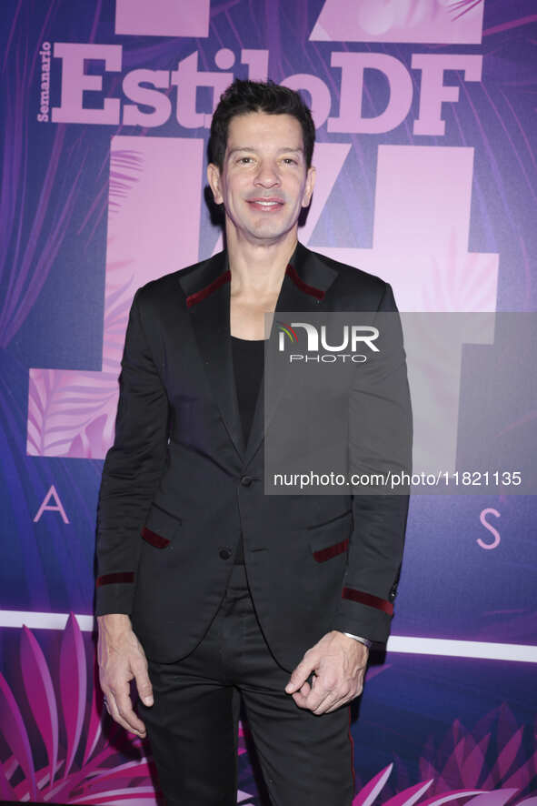 Yahir attends the pink carpet for the 14th anniversary of Estilo DF at General Prim 30 in Mexico City, Mexico, on November 28, 2024. 