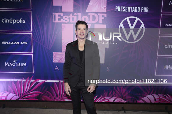 Yahir attends the pink carpet for the 14th anniversary of Estilo DF at General Prim 30 in Mexico City, Mexico, on November 28, 2024. 