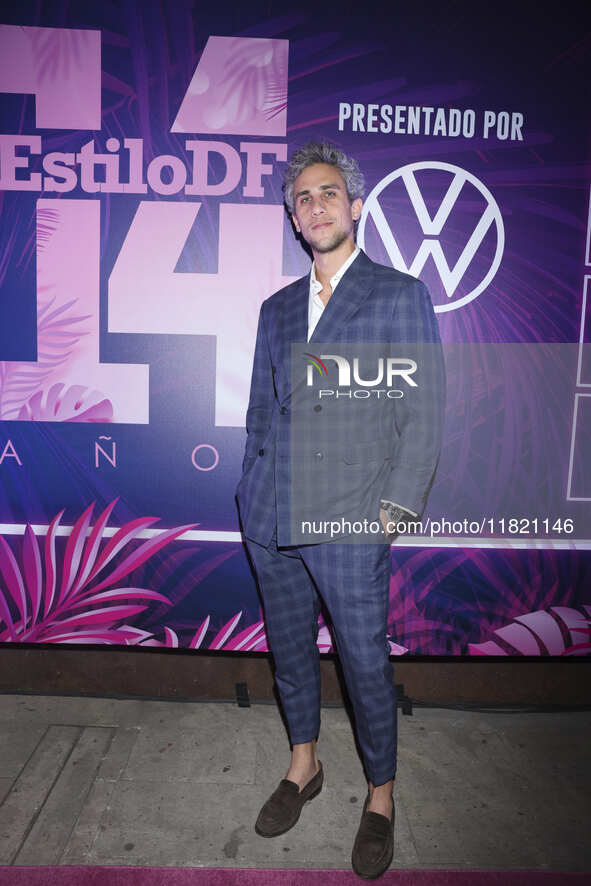 Jose Mizrahi attends the pink carpet for the 14th anniversary of Estilo DF at General Prim 30 in Mexico City, Mexico, on November 28, 2024. 