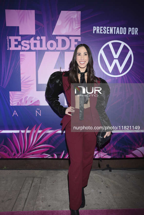 Emma Mizrahii attends the pink carpet for the 14th anniversary of Estilo DF at General Prim 30 in Mexico City, Mexico, on November 28, 2024....