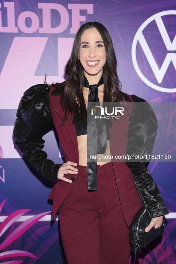 Emma Mizrahii attends the pink carpet for the 14th anniversary of Estilo DF at General Prim 30 in Mexico City, Mexico, on November 28, 2024....