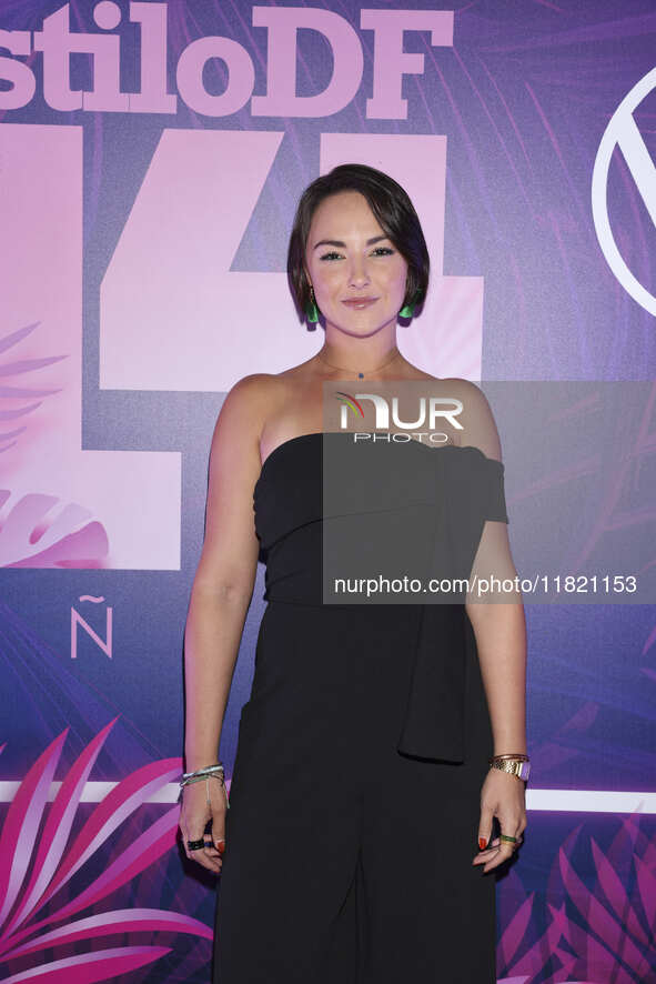 Jade Fraser attends the pink carpet for the 14th anniversary of Estilo DF at General Prim 30 in Mexico City, Mexico, on November 28, 2024. 