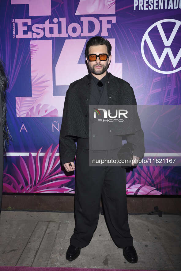 Fernando Noriega attends the pink carpet for the 14th anniversary of Estilo DF at General Prim 30 in Mexico City, Mexico, on November 28, 20...