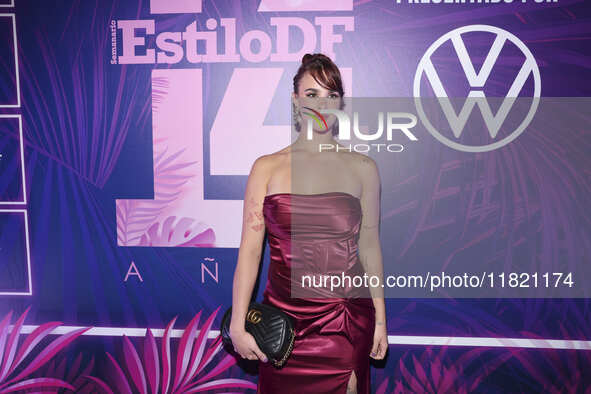 Gala Montes attends the pink carpet for the 14th anniversary of Estilo DF at General Prim 30 in Mexico City, Mexico, on November 28, 2024. 