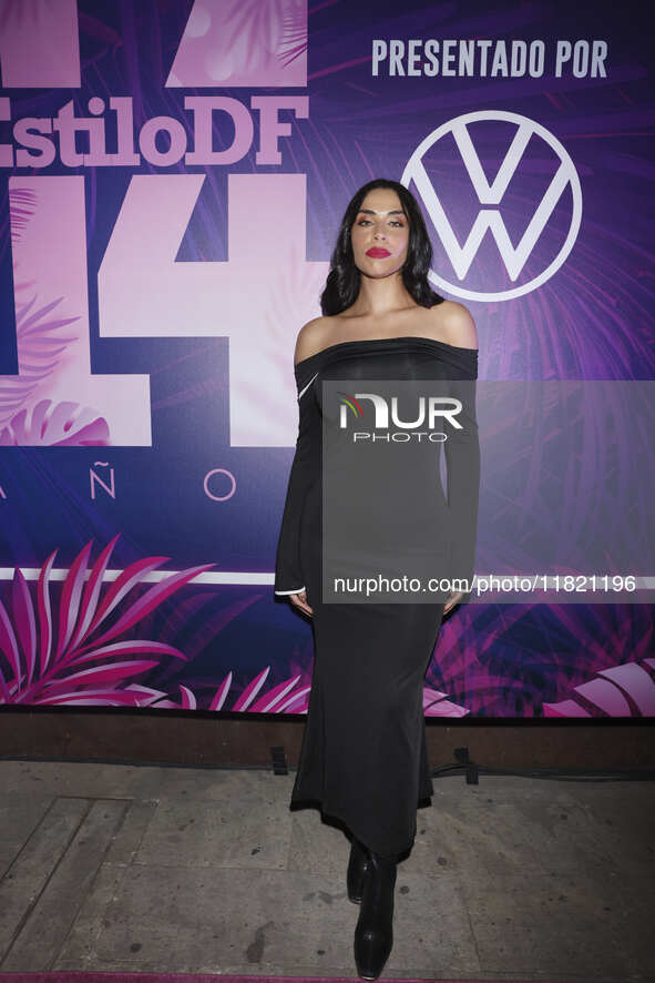 Alejandra Tijerina attends the pink carpet for the 14th anniversary of Estilo DF at General Prim 30 in Mexico City, Mexico, on November 28,...