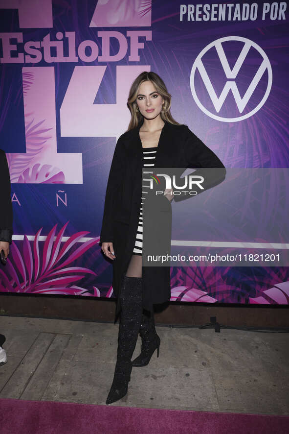 Sofia Aragon attends the pink carpet for the 14th anniversary of Estilo DF at General Prim 30 in Mexico City, Mexico, on November 28, 2024. 