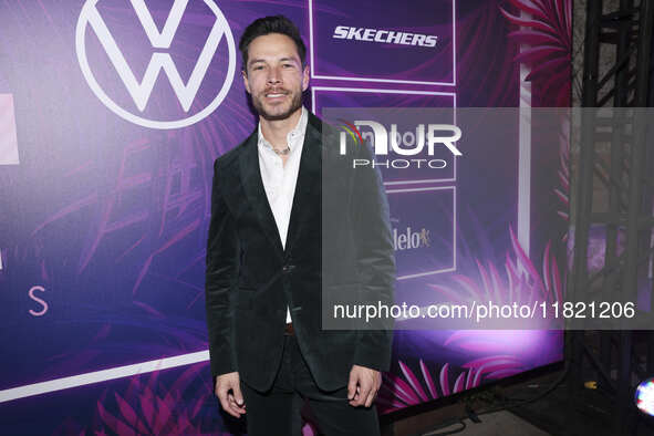 Juan Solo attends the pink carpet for the 14th anniversary of Estilo DF at General Prim 30 in Mexico City, Mexico, on November 28, 2024. 