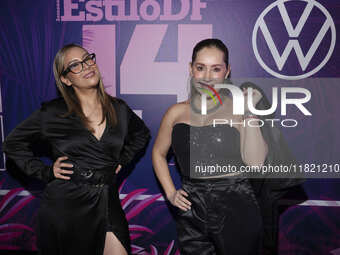 Gaby Carrillo and Kaira Cobos attend the pink carpet for the 14th anniversary of Estilo DF at General Prim 30 in Mexico City, Mexico, on Nov...