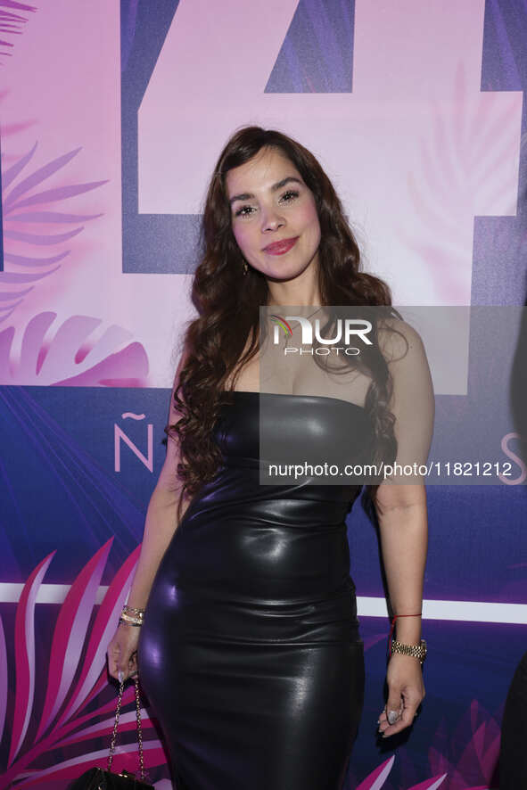 Ana Gutierrez attends the pink carpet for the 14th anniversary of Estilo DF at General Prim 30 in Mexico City, Mexico, on November 28, 2024....