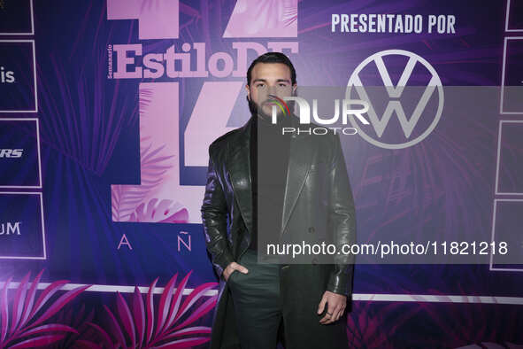 Rafael Oropeza attends the pink carpet for the 14th anniversary of Estilo DF at General Prim 30 in Mexico City, Mexico, on November 28, 2024...