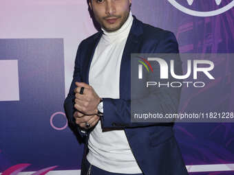 Alex Perea attends the pink carpet for the 14th anniversary of Estilo DF at General Prim 30 in Mexico City, Mexico, on November 28, 2024. (