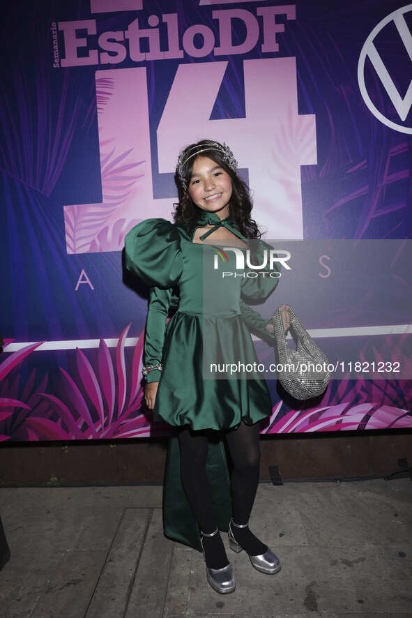 Lisa Rivas attends the pink carpet for the 14th anniversary of Estilo DF at General Prim 30 in Mexico City, Mexico, on November 28, 2024. 