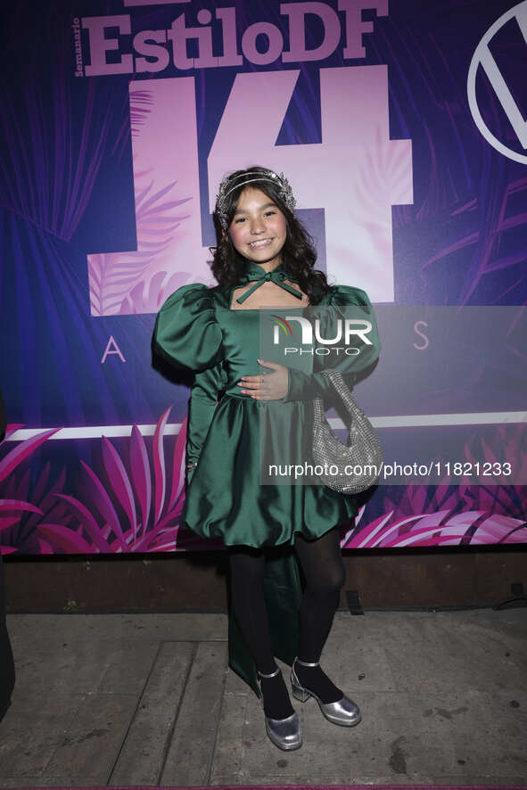 Lisa Rivas attends the pink carpet for the 14th anniversary of Estilo DF at General Prim 30 in Mexico City, Mexico, on November 28, 2024. 