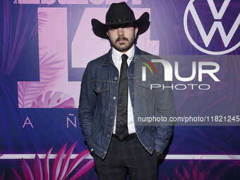 Gustavo Lugo attends the pink carpet for the 14th anniversary of Estilo DF at General Prim 30 in Mexico City, Mexico, on November 28, 2024....