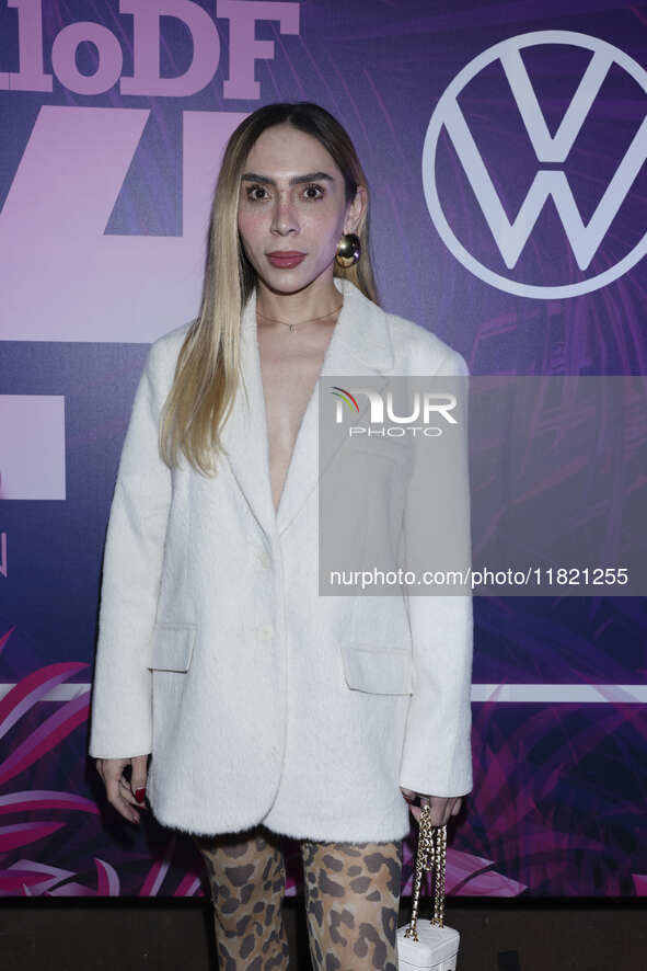 Giselle Ponce attends the pink carpet for the 14th anniversary of Estilo DF at General Prim 30 in Mexico City, Mexico, on November 28, 2024....