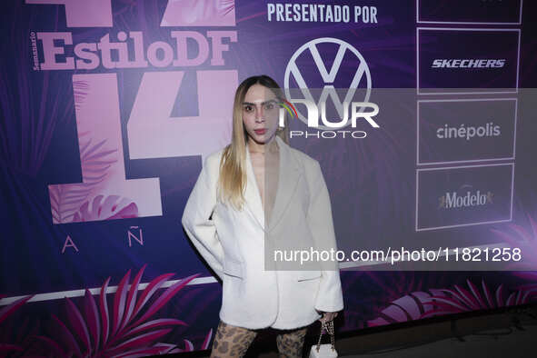 Giselle Ponce attends the pink carpet for the 14th anniversary of Estilo DF at General Prim 30 in Mexico City, Mexico, on November 28, 2024....