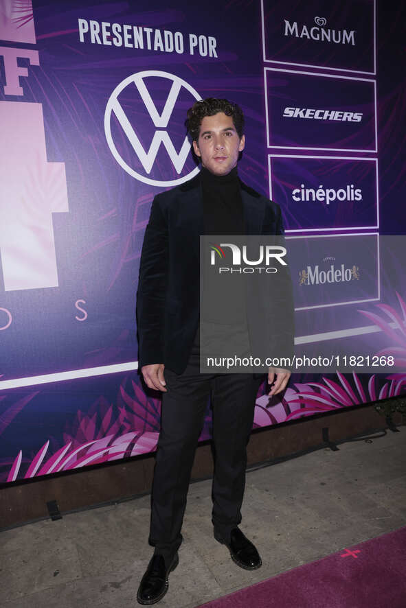 Mauricio Garza attends the pink carpet for the 14th anniversary of Estilo DF at General Prim 30 in Mexico City, Mexico, on November 28, 2024...