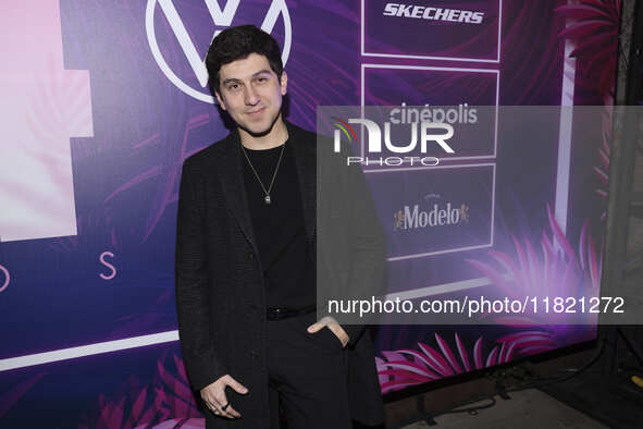 Gerry Velazquez attends the pink carpet for the 14th anniversary of Estilo DF at General Prim 30 in Mexico City, Mexico, on November 28, 202...