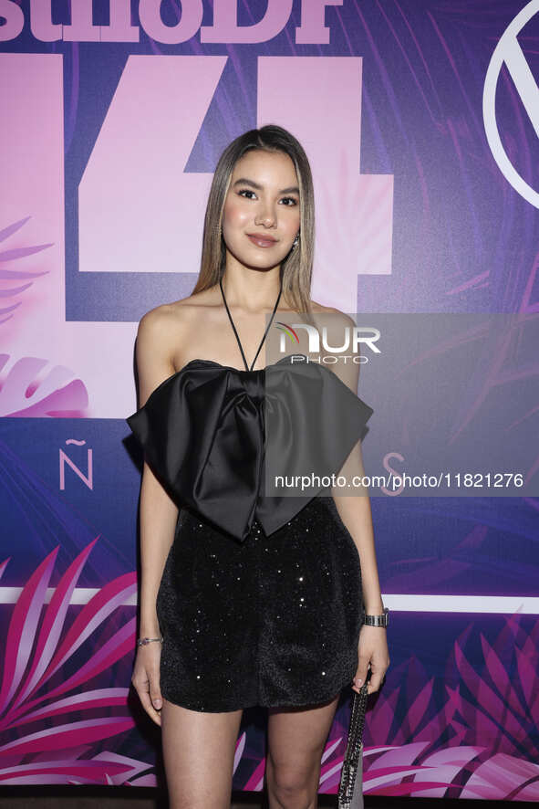 Ana Emilia attends the pink carpet for the 14th anniversary of Estilo DF at General Prim 30 in Mexico City, Mexico, on November 28, 2024. 