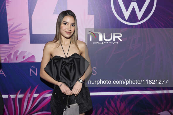 Ana Emilia attends the pink carpet for the 14th anniversary of Estilo DF at General Prim 30 in Mexico City, Mexico, on November 28, 2024. 