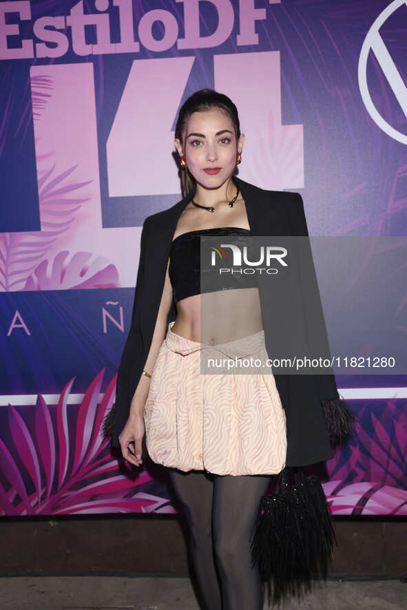 Yare Santana attends the pink carpet for the 14th anniversary of Estilo DF at General Prim 30 in Mexico City, Mexico, on November 28, 2024. 