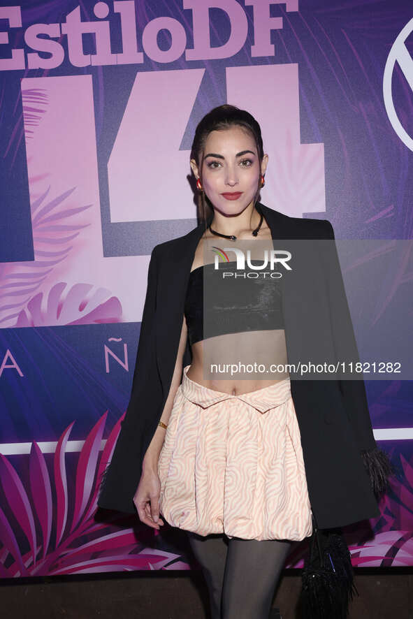 Yare Santana attends the pink carpet for the 14th anniversary of Estilo DF at General Prim 30 in Mexico City, Mexico, on November 28, 2024. 